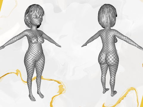 Cartoon Girl in Black Bikini Artistic Realism Modèle 3D