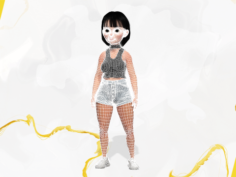 Cartoon cute Woman Stylized 3Dモデル