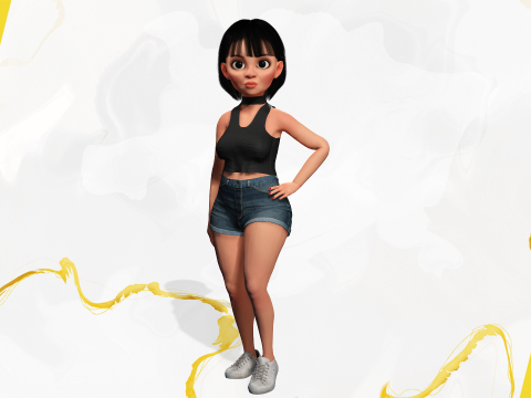 Cartoon cute Woman Stylized 3Dモデル