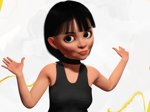 Cartoon cute Woman Stylized 3Dモデル
