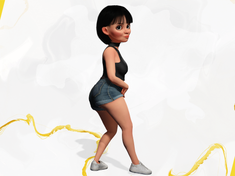 Cartoon cute Woman Stylized 3Dモデル