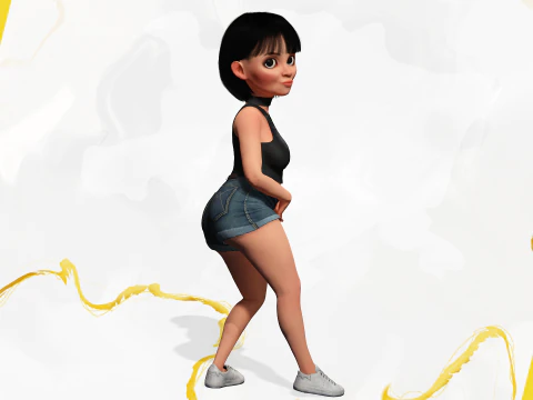 Cartoon cute Woman Stylized 3D Model