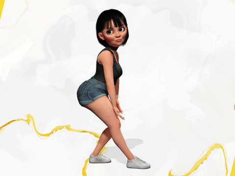 Cartoon cute Woman Stylized 3Dモデル