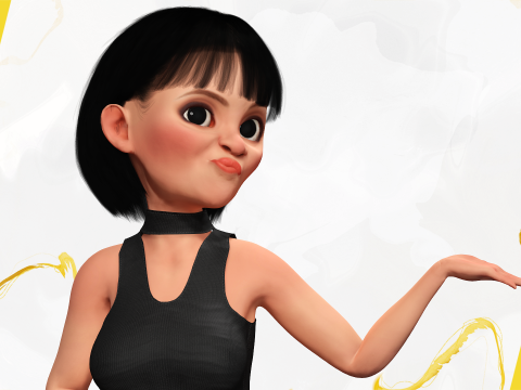 Cartoon cute Woman Stylized 3Dモデル