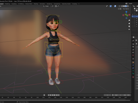 Cartoon cute Woman Stylized 3Dモデル