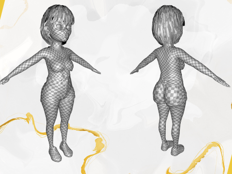 Cartoon cute Woman Stylized 3Dモデル