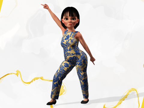 Pretty Girl Realistic Toon Character 3D 모델