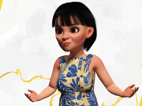 Pretty Girl Realistic Toon Character 3D 모델