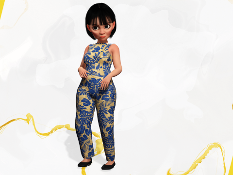 Pretty Girl Realistic Toon Character 3D 모델