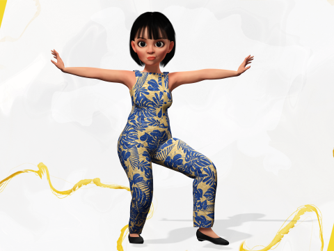 Pretty Girl Realistic Toon Character 3D 모델