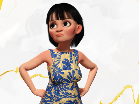 Pretty Girl Realistic Toon Character 3D 모델