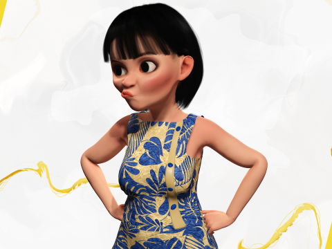 Pretty Girl Realistic Toon Character 3D 모델