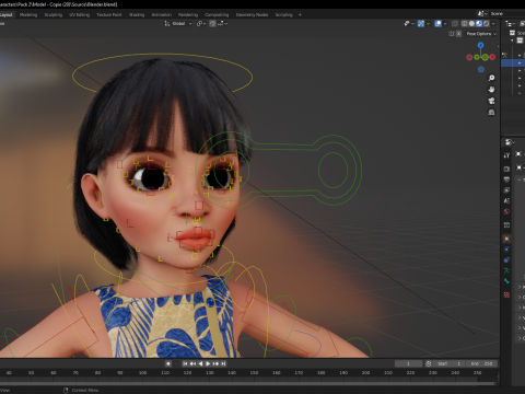Pretty Girl Realistic Toon Character 3D 모델