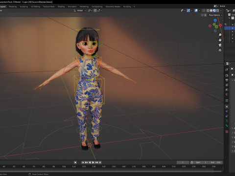 Pretty Girl Realistic Toon Character 3D 모델