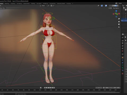Cartoon girl with stylized red Stylized Semi-Realistic hair 3D Model