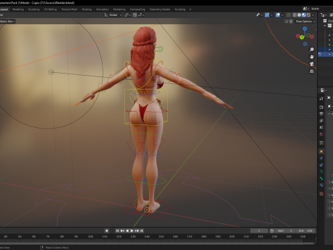Cartoon girl with stylized red Stylized Semi-Realistic hair 3D Модель