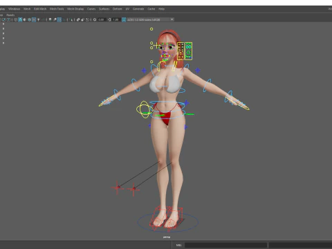 Cartoon girl with stylized red Stylized Semi-Realistic hair 3D Model