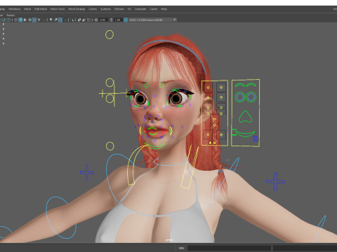 Cartoon girl with stylized red Stylized Semi-Realistic hair 3D Модель