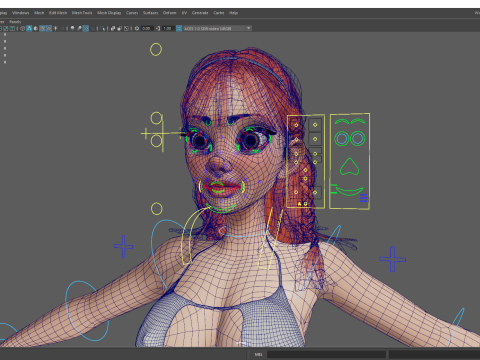 Cartoon girl with stylized red Stylized Semi-Realistic hair 3D Модель