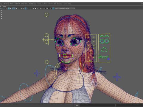 Cartoon girl with stylized red Stylized Semi-Realistic hair 3D Model