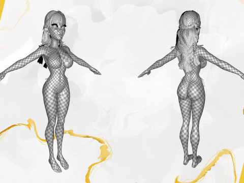 Cartoon girl with stylized red Stylized Semi-Realistic hair 3D Модель
