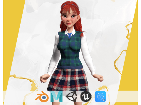 School Girl uniform suit stylized realism 3Dモデル