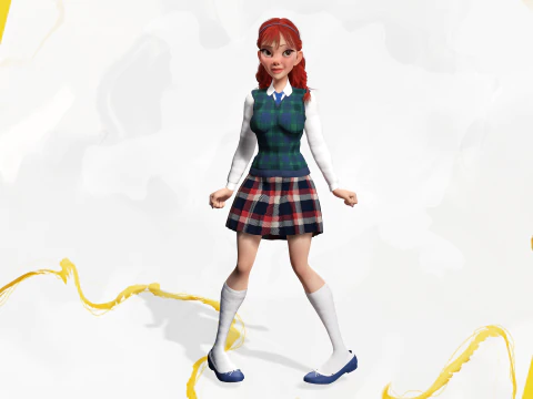 School Girl uniform suit stylized realism 3D Model