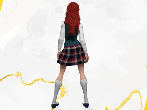 School Girl uniform suit stylized realism Model 3D