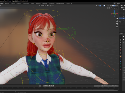 School Girl uniform suit stylized realism Model 3D