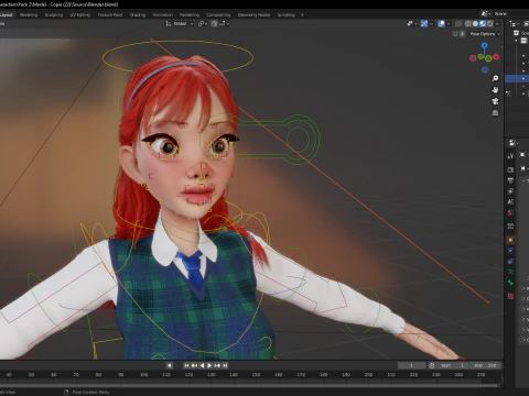 School Girl uniform suit stylized realism 3D Model