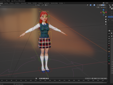 School Girl uniform suit stylized realism Model 3D