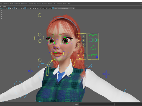 School Girl uniform suit stylized realism Model 3D