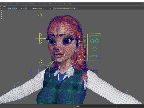 School Girl uniform suit stylized realism Model 3D