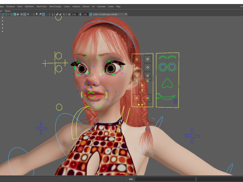 Redhead Character with Colorful Patterned Outfit Toon 3D Модель