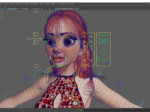 Redhead Character with Colorful Patterned Outfit Toon 3D Модель