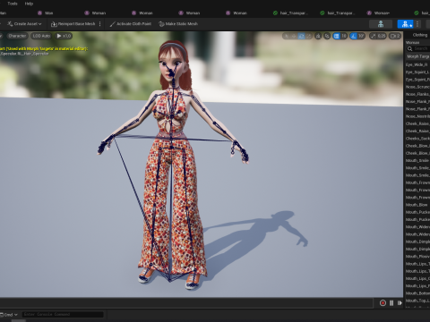 Redhead Character with Colorful Patterned Outfit Toon 3D Модель