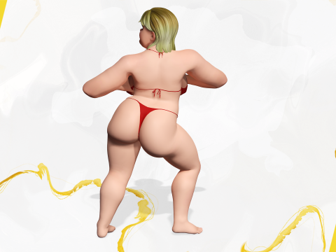 Curvy Swimsuit Female Character Plus-Size Stylized Character 3Dモデル