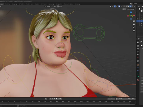 Curvy Swimsuit Female Character Plus-Size Stylized Character 3D Model