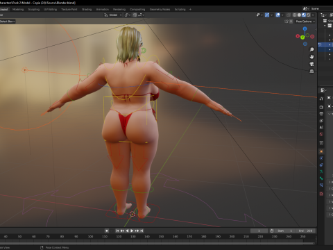 Curvy Swimsuit Female Character Plus-Size Stylized Character 3Dモデル