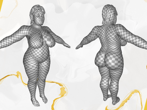 Curvy Swimsuit Female Character Plus-Size Stylized Character 3Dモデル