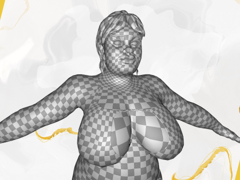 Curvy Swimsuit Female Character Plus-Size Stylized Character 3Dモデル