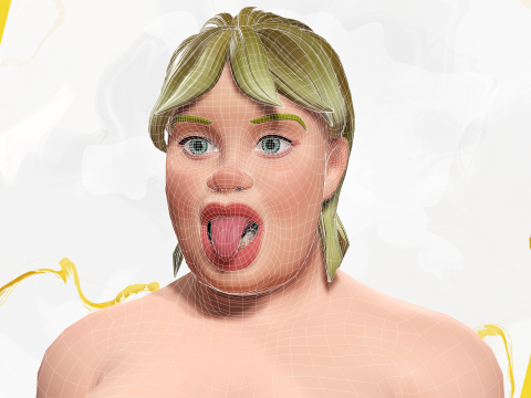 Plus-Size cartoon Student Girl with Uniform 3D Модель