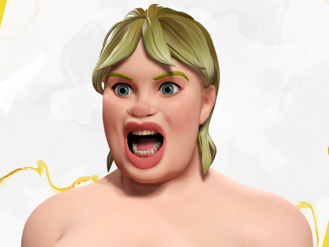 Plus-Size cartoon Student Girl with Uniform 3D Модель