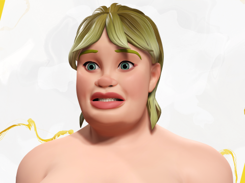 Plus-Size cartoon Student Girl with Uniform 3D Модель