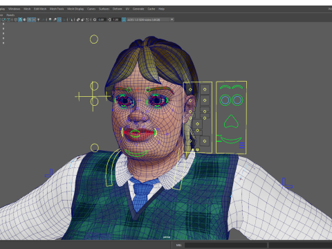 Plus-Size cartoon Student Girl with Uniform 3D Модель