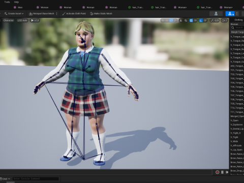 Plus-Size cartoon Student Girl with Uniform 3D Модель