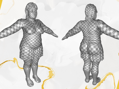 Plus-Size cartoon Student Girl with Uniform 3D Модель