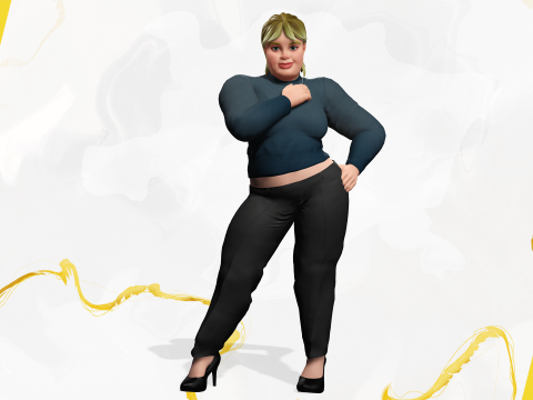 Everyday Outfit Plus-Size Jeans Female Model Stylized Character 3D-Modell