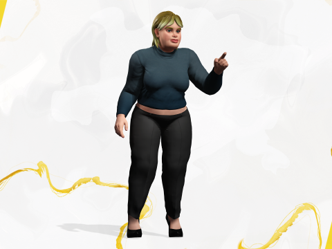 Everyday Outfit Plus-Size Jeans Female Model Stylized Character 3D-Modell