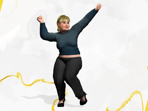 Everyday Outfit Plus-Size Jeans Female Model Stylized Character 3D-Modell
